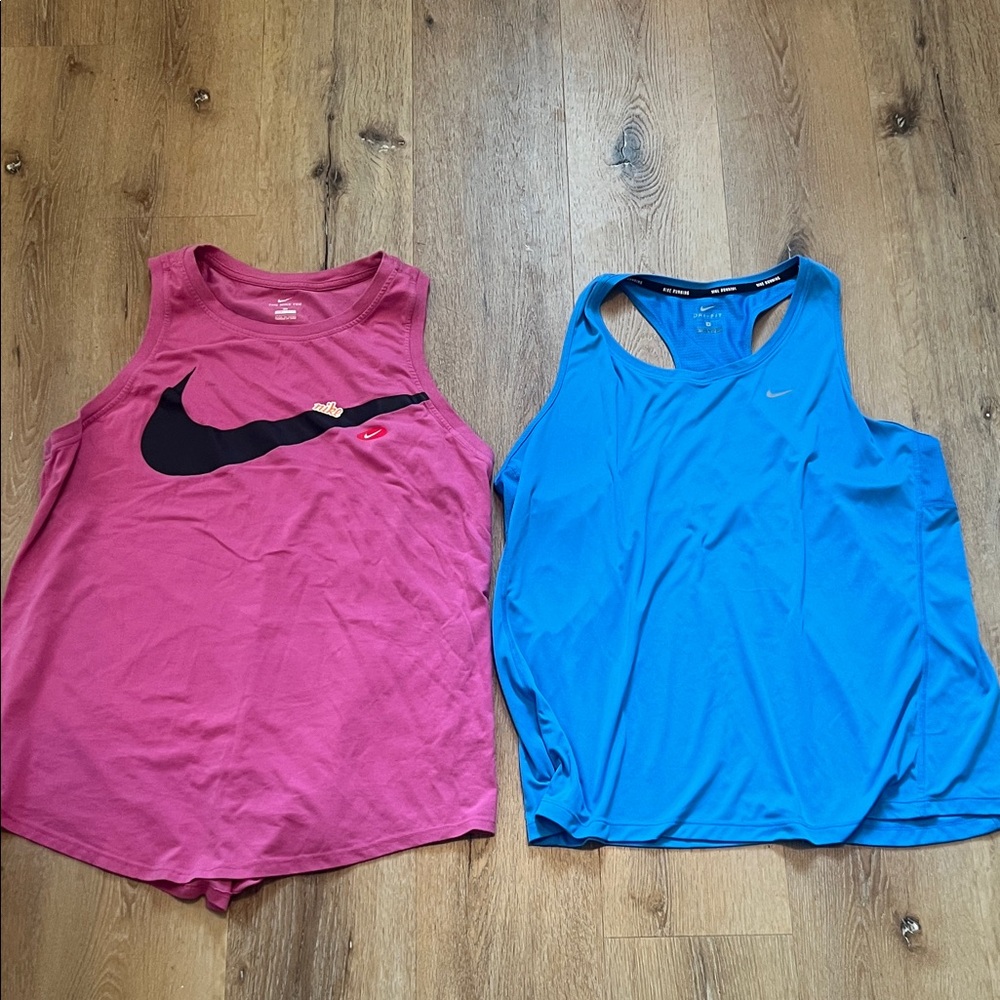 Two Nike Women's Magenta and Sky Blue Tank Tops! 1X